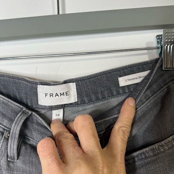 Frame Denim L’ Homme Skinny Jeans Faded Black Gray Denim - Picture 8 of 12